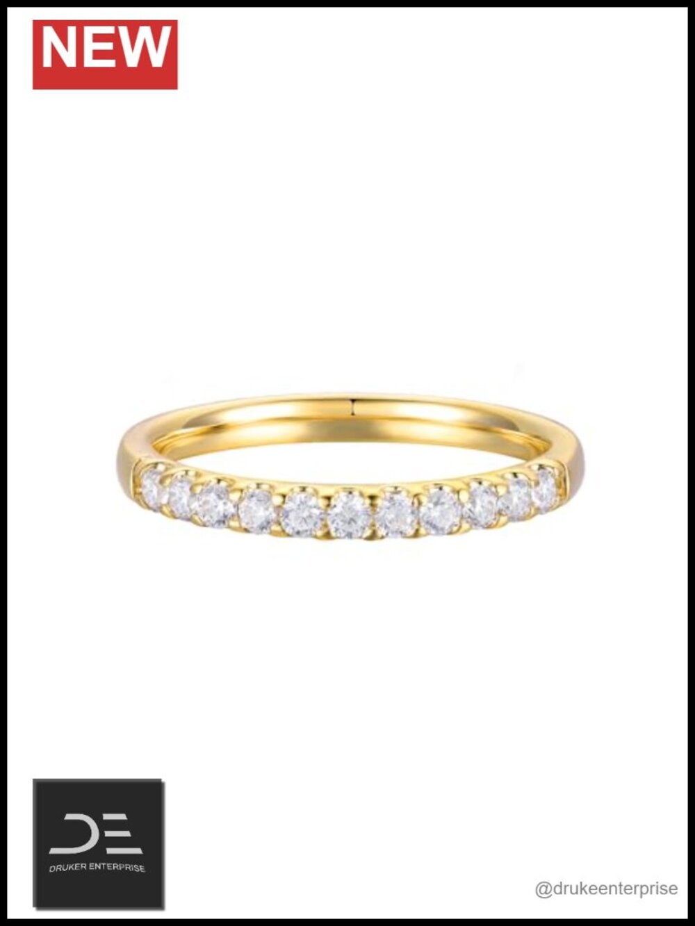 14K Gold Moissanite Eternity Wedding Band Ring Round Cut 2.2mm